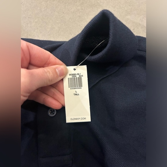 Old Navy Polo Shirt Short Sleeve Mens Large Tall Navy Blue Preppy Uniform - Picture 3 of 7